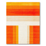 Vibrant Orange Geometric Stripe Area Rug