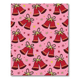 Festive Red Jingle Bells on Pink Area Rug