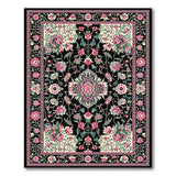 Black Ground Persian Floral Medallion Rug