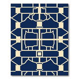 Navy Blue Cream Lattice Geometric Area Rug