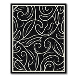 Ornate Black White Floral Vine Area Rug