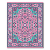 Vibrant Pink Persian Area Rug with Teal Florals