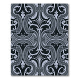 Ornate Black White Damask Swirl Rug