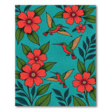 Teal Hummingbird Hibiscus Area Rug