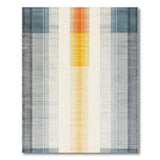 Teal Navy Orange Yellow Striped Area Rug
