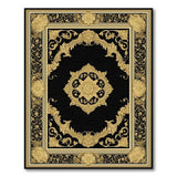 ODIKA Black Gold Floral Vintage Area Rug