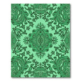 Ornate Green Floral Swirl Area Rug