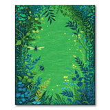 Lush Green Foliage Rug with Bees and Beetles