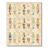 Beige Coastal Surfboard Washable Area Rug