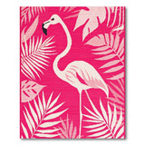 Pink Flamingo Palm Leaves Area Rug