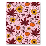 Pink Autumn Pumpkin Sunflower Pattern Area Rug