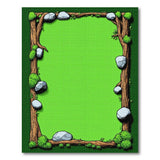 Cartoon Forest Log Frame Green Area Rug