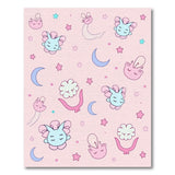 Dreamy Pink Bunny Moon Stars Kids Cartoon Rug