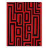 Bold Black Maze Geometric Red Area Rug