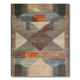 Abstract Geometric Grey Rust Area Rug