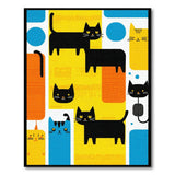 Vibrant Geometric Cats Area Rug