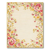Vintage Pink Peony Border Area Rug