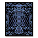 Ornate Blue Lotus Hexagon Tree Rug