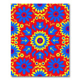 Vibrant Red Blue Floral Area Rug