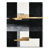 ODIKA Modern Abstract Black and Gold Geometric Washable Area Rug - Low Pile Non-Slip