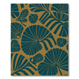 ODIKA Art Deco Teal & Gold Fan Leaf Washable Low Pile Area Rug - Non-Slip & Pet Friendly