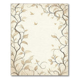 Elegant Beige Vine Leaf Bird Area Rug