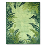 Lush Green Fern Distressed Area Rug