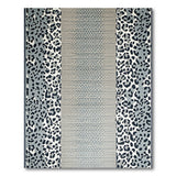 Grey Leopard Print Runner Rug with Woven Center