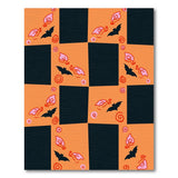 Orange Black Bat Checkerboard Area Rug