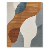 Organic Wave Abstract Area Rug in Teal Terracotta Ivory
