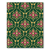 Emerald Green Persian Floral Damask Rug