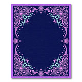 Navy Ornate Floral Border Area Rug