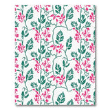 Pink Floral Green Leaf Pattern Area Rug