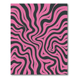 Vibrant Pink Wavy Waves on Black Area Rug