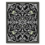 Ornate Black White Persian Floral Black and White Rug