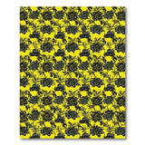 Vibrant Yellow Black Floral Pattern Area Rug