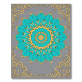 Teal Lotus Mandala Area Rug with Gold Accents