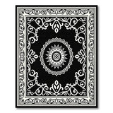 Black and White Ornate Black White Persian Medallion Rug