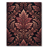 Ornate Red Leaf Baroque Area Rug