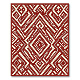 Red Ivory Geometric Heritage Tribal Rug