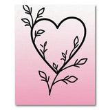 Romantic Vine Leaf Heart Pink Area Rug