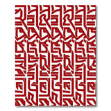 Red Bold Red Geometric Script Area Rug