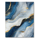 Indigo Blue Gold Vein Abstract Area Rug