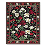 Red Rose White Lotus Persian Area Rug