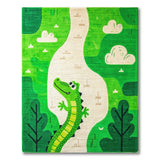 Green Kids Cartoon Playful Green Crocodile Kids Area Rug