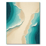 Coastal Beach Teal Ocean Waves Crashing on Sandy Beach Rug