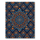 Navy Blue Orange Mandala Fish Persian Area Rug