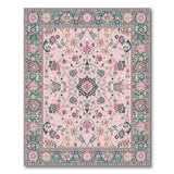Pink Teal Persian Floral Area Rug