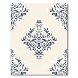 Navy Blue Damask Floral Area Rug