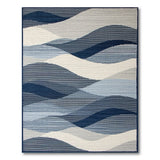 Abstract Area Cascading Blue Waves Area Rug